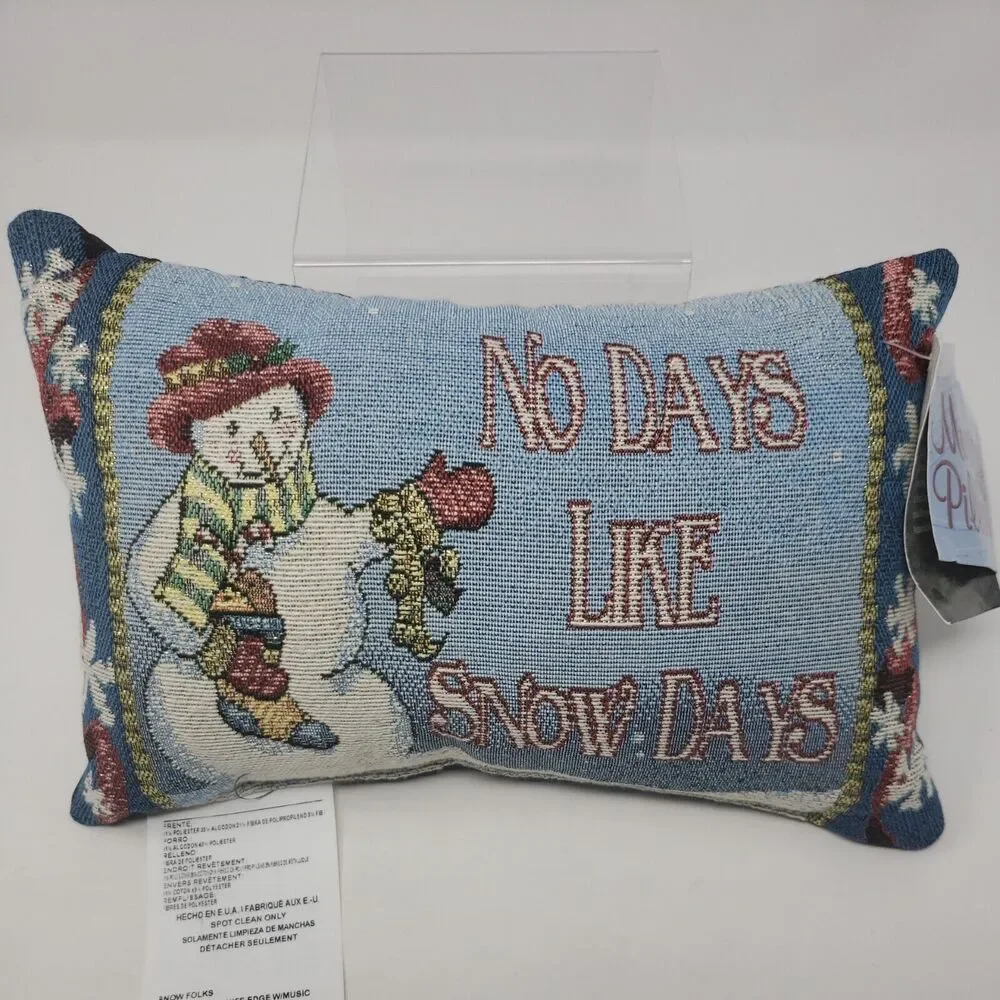 Jacquard Woven Snowman Pillow with Tags *NO MUSIC SEE DESCRIPTION* Made in USA